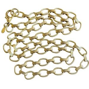 VTG 80s Givenchy bar curved Link chain necklace gold Statement high end 22"L